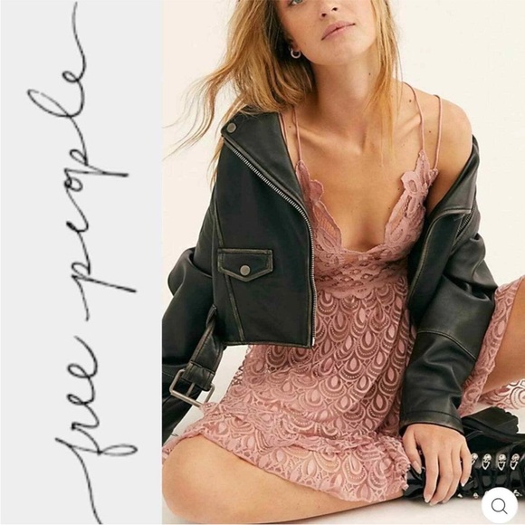 Free People Dresses & Skirts - Free People FP One Dusty Pink Adella Burnout Slip Dress Lace Strappy Size S